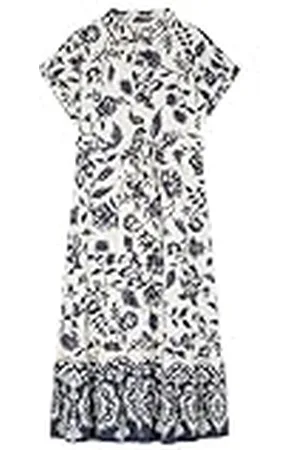 Springfield SPRINGFILED, Mujer, Vestido Midi Camisero Estampado Bicolor, Medium Blue, 38