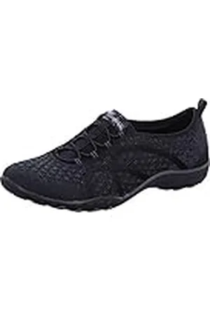 Skechers Breathe-Easy-Fortuneknit, Zapatillas sin Cordones Mujer, Negro (BLK Black Mesh/Charcoal Trim), 39 EU