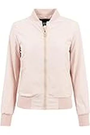 Urban classics Chaqueta Bomber ligera mujer con bolsillos delanteros, cintura, puños y cuellos elásticos, apertura delantera con cremallera, de manga larga, color rosa, talla XS