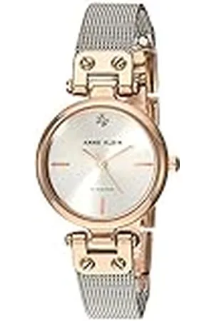 Anne Klein Reloj de Pulsera de Malla para Mujer, Esfera de Diamante auténtico, Malla en Tono Dorado