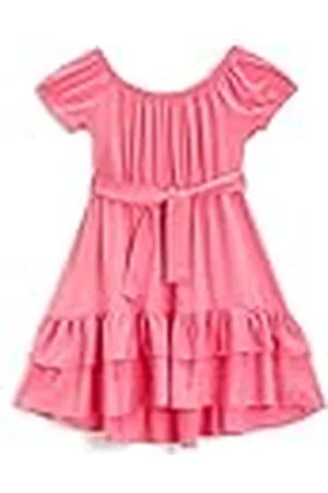 Koton Midi Dress Belt Detail Short Sleeve Ruffled Voluminous U Neck Vestido, , 4-5 años para Niñas