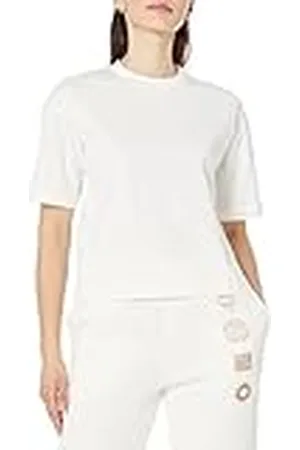 Amazon Camiseta Cuadrada Holgada con Hombro bajo y de Manga Corta de algodón orgánico (Disponible en Tallas Grandes) Mujer, , XS