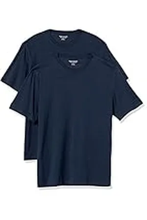Amazon Camiseta de Cuello Redondo de Algodón, Manga Corta, Corte Clásico Hombre, Pack de 2, , 6XL Grande Alto