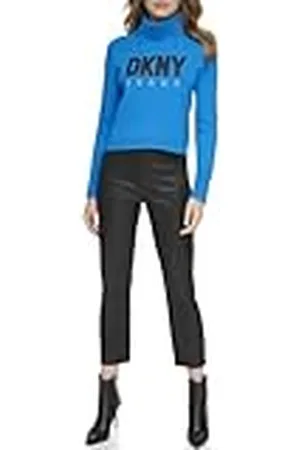 DKNY Long Sleeve Turtle Neck Logo Sweater Sudadera, , M para Mujer