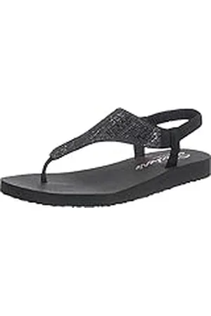 Skechers MEDITATION ROCK CROWN, Sandalia con Pulsera para Mujer, Black Mitobuck/ Rhinestone Trim, 37 EU