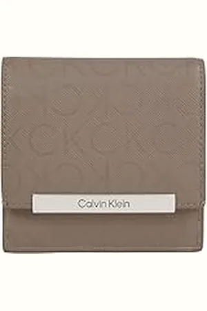 Calvin Klein Tarjetero Mujer Linear Trifold Mono Pequeño, Beige (Cinder Monogram PU), Talla única