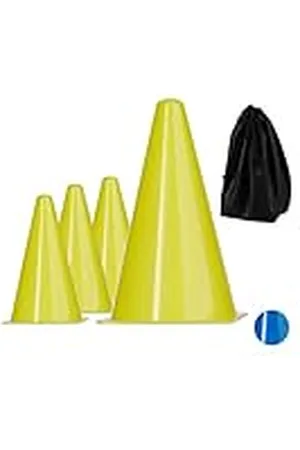 Relaxdays – Cono de seguridad (en bolsa de 10 unidades, apilable, con cordones, ayuda de entrenamiento para, conos marcadores, deportes, 22 cm, azul o , Estándar, color , tamaño estándar