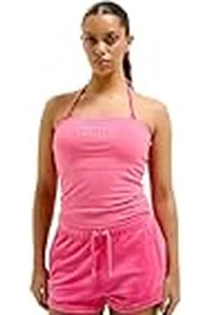 Juicy Couture Babey Bandeau Figubetontes T Shirt Top Oberteil mit Applikationen Versch. Farben Camisa Cami, Rosa Intenso, XL Mujeres