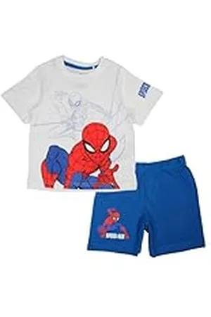 Disney SPIDERMAN, Conjunto de 2 piezas, Camiseta + Pantalones cortos, Niños, (2 a 8 años), Unisex, Niño, Niña, Suave, Lindo, Cálido, Camiseta, Pantalones cortos, MARVEL, Modelo SP S 52041658 S1-4A, BLEU