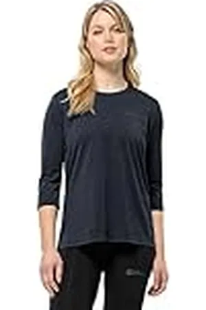 Jack Wolfskin Crosstrail 3/4 T W Camiseta para Senderismo, Azul Oscuro, XS para Mujer