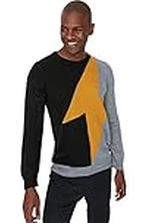 Trendyol Suéter Ajustado con Cuello Redondo y Bloque de Color Sudadera, , L para Hombre