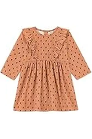 Petit Bateau Vestido de manga larga para Bebé-Niñas, Rosa Sienna / Multicolor, 6 meses
