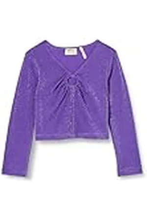 Koton Crop Blouse Long Sleeve Front Shirred Gleamy V Neck Slim Fit Blusa, , 6-7 años para Niñas