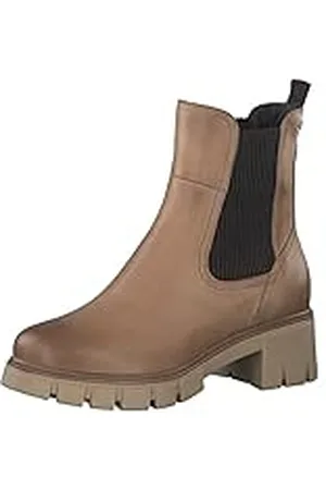 Tamaris Mujer Botines, señora Botas Chelsea,TOUCHit,Botas,Medias Botas,botín,Bota de Deslizamiento,Plano,Nut,38 EU