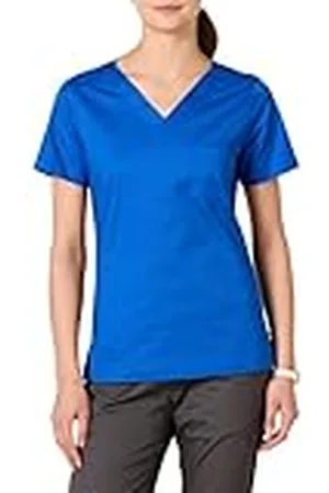 Amazon Top de corte clásico con cuello de pico y manga corta (disponible en tallas grandes), ideal para sanitarios Mujer, , S