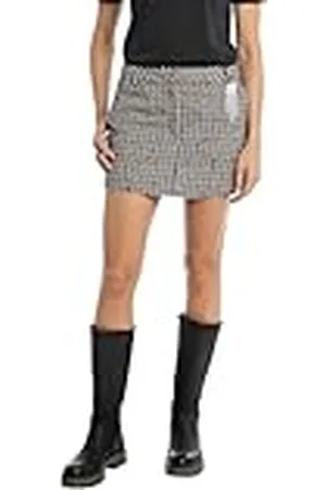 Replay W9878 Poly/Wool Y.D. Pied Du Poulle Falda, , 25W para Mujer