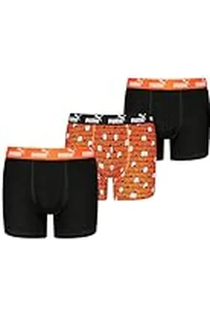 PUMA Elements Bóxer, Black/Orange, 146/152 (Pack de 3) De niño