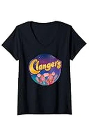 Clangers Mujer Logotipo retro de Waving Circle Camiseta Cuello V