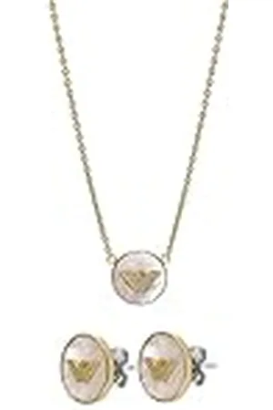Emporio Armani Collar y aretes de latón en tono dorado de mujer, Set