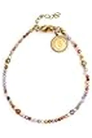 SINGULARU Pulsera Crystal Summer. Acero con Acabado en Baño de 18Kt. Detalles en Cristales de Colores. Largo de 21 cm. Joyas para Mujer