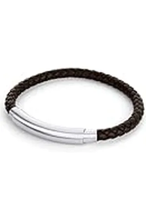 Fynch-Hatton FHJ-0097-B-88 - Pulsera de piel con acero inoxidable en color marrón, 88, Cuero, No es una piedra preciosa