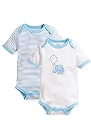 Playshoes Schnizler Kurzarm, 2er Pack Elefant, Oeko-Tex Standard 100 Bodis de Manga Corta 14, Azul (Bleu 17), 62 (Talla del Fabricante: 62/68) Unisex niños