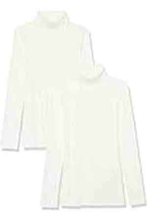 Amazon Top Interior en Punto Acanalado con Cuello Alto, Manga Larga y Corte Entallado (Disponible en Tallas Grandes) Mujer, Pack de 2, , XXL