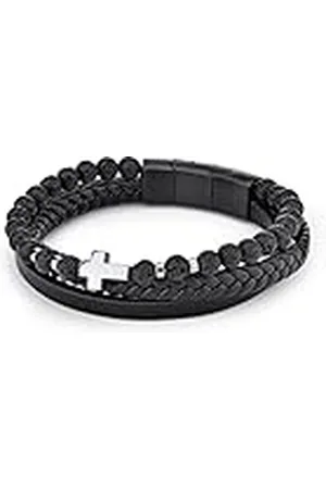 Fynch-Hatton Pulsera de piel de capa, 19 cm, Acero inoxidable, No es una piedra preciosa