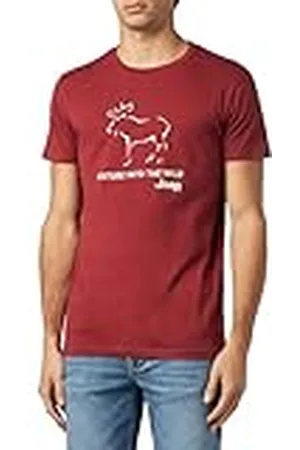 Jeep O102899-R077 J Camiseta Hombre Alce Estampado Outline Grande, Venture Into The Wild J23W S