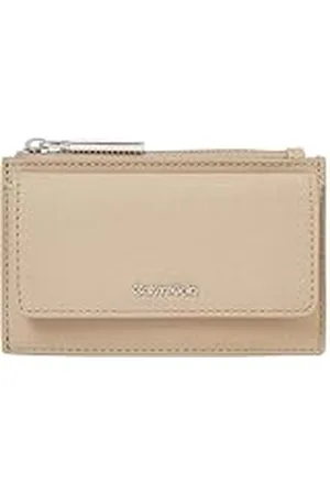 Calvin Klein Cartera Mujer Must Flap Cardholder Mono con cremallera, Gris (Crockery), Talla Única