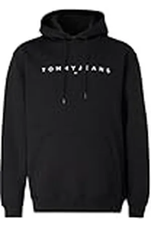 Tommy Hilfiger Sudadera Hombre Linear Logo con Capucha, Negro (Black), M