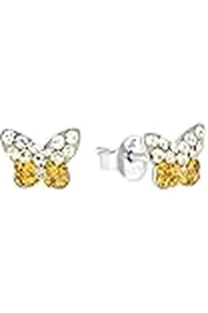 Amor Pendientes de plata de ley 925 para niñas, con Preciosa, 0,6 cm, plata, mariposa, en caja de regalo
