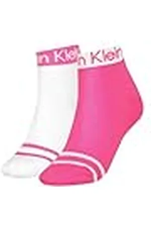Calvin Klein Logo Welt Quarter 2 Pack, Rojo (Magenta), Talla única (Pack de 2) para Mujer