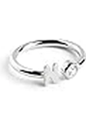 SINGULARU Anillo Personalizado Letter Spark . Ajustable. de Ley 925 con Acabado Baño de Rodio. Talla Unica. Joyas para Mujer. Letra N