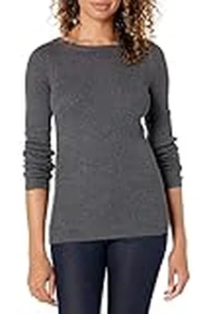 Amazon Jersey Ligero de Canalé con Manga Larga y Escote Barco Mujer, , XXL