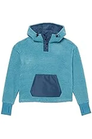 Amazon Chaqueta corta de forro polar con capucha y botones - colores interrumpidos Mujer, , XL Grande