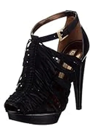 Buffalo London 15437-633 Kid Suede Patent SOF Black 01 105330 - Sandalias de Vestir de Ante para Mujer, Color , Talla 38