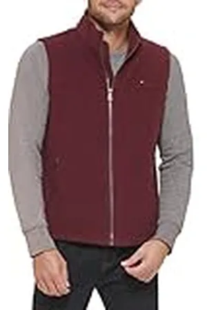 Tommy Hilfiger Chaleco de Forro Polar, Granate, L para Hombre