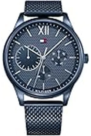 Tommy Hilfiger Reloj Analógico de Cuarzo Multifunción para Hombre con Correa de Malla de Acero Inoxidable Azul - 1791421