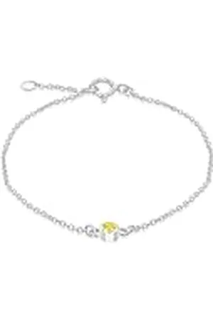 Amazon Pulsera ajustable de esterlina con circonita amarilla, piedra natal de noviembre, 16 a 18 cm