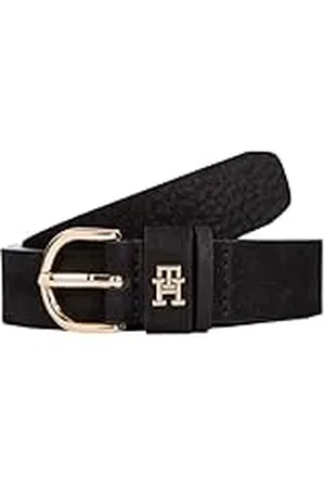 Tommy Hilfiger Cinturón Mujer Essential Effortless 2,5 cm Nubuck Cinturón de piel, Negro (Black), 85 cm