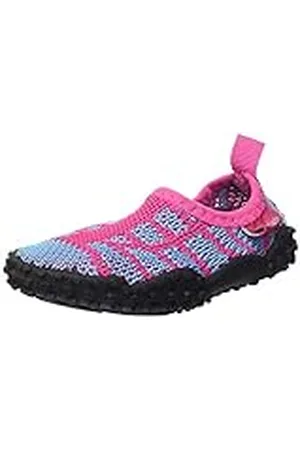 Playshoes Zapatillas de Punto de Playa con Protección UV, Zapatos de Agua Unisex niños, Multicolore (Blue/Pink/Black), 18/19 EU