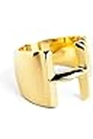 SINGULARU Anillo Personalizado Letter Signet. Macizo Ajustable. Latón con Acabado Baño de de 18 Kt. Talla Unica. Joyas para Mujer. Letra H