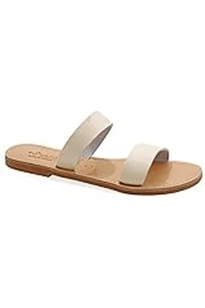 Emmanuela Handcrafted For You Emmanuela Sandalias planas de cuero griegas hechas a mano, zapatos de verano de calidad para mujer, oro rosa, estampado animal de serpiente, leopardo, cocodrilo, Blanco, 38 EU