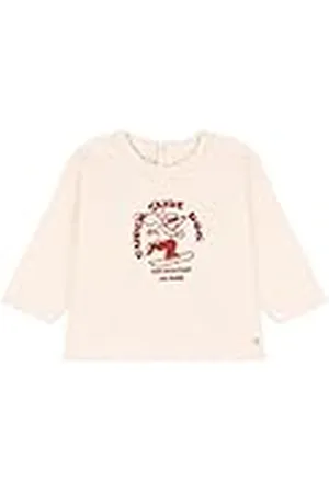 Petit Bateau Camiseta de manga larga para Bebé-Niños, Blanco Avalanche / Rojo Harissa, 6 meses