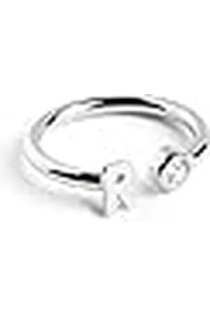 SINGULARU Anillo Personalizado Letter Spark . Ajustable. de Ley 925 con Acabado Baño de Rodio. Talla Unica. Joyas para Mujer. Letra R
