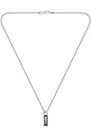HUGO BOSS Jewelry Collar de Cadena para Hombre Colección KASSY EMBLEM en Acero Inoxidable con un Colgante en Esmalte Negro - 1580677