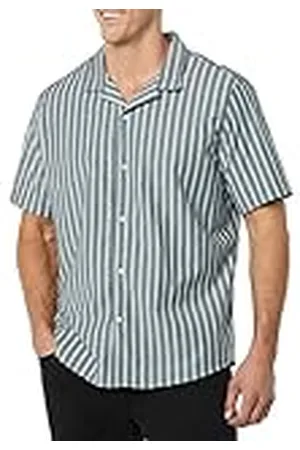Amazon Camisa Hawaiana Ajustada de Algodón y Manga Corta con Botones Hombre, , XS