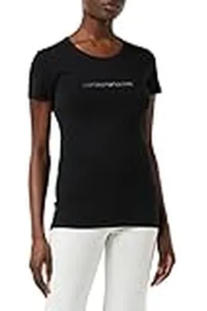 Emporio Armani T-shirt Camiseta Crew Neck Mujer, Negro(Black), XL