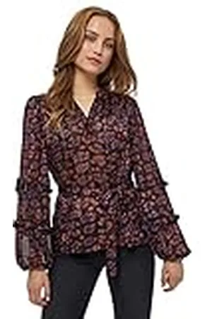 DESIRES Jeana waistline blouse, Blusa cintura para Mujer, Multicolor (9000P BLACK PR), L